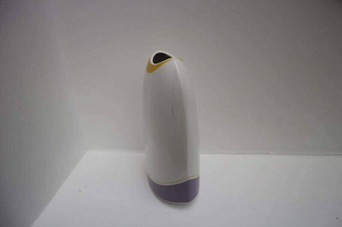 Vase Arzberg Mid Century Porcelaine Brillante Vase Pop Art Gris Jaune Et Blanc Bavière Allemagne Arzberg Mid Centuryvase Pop Art photo vinterior