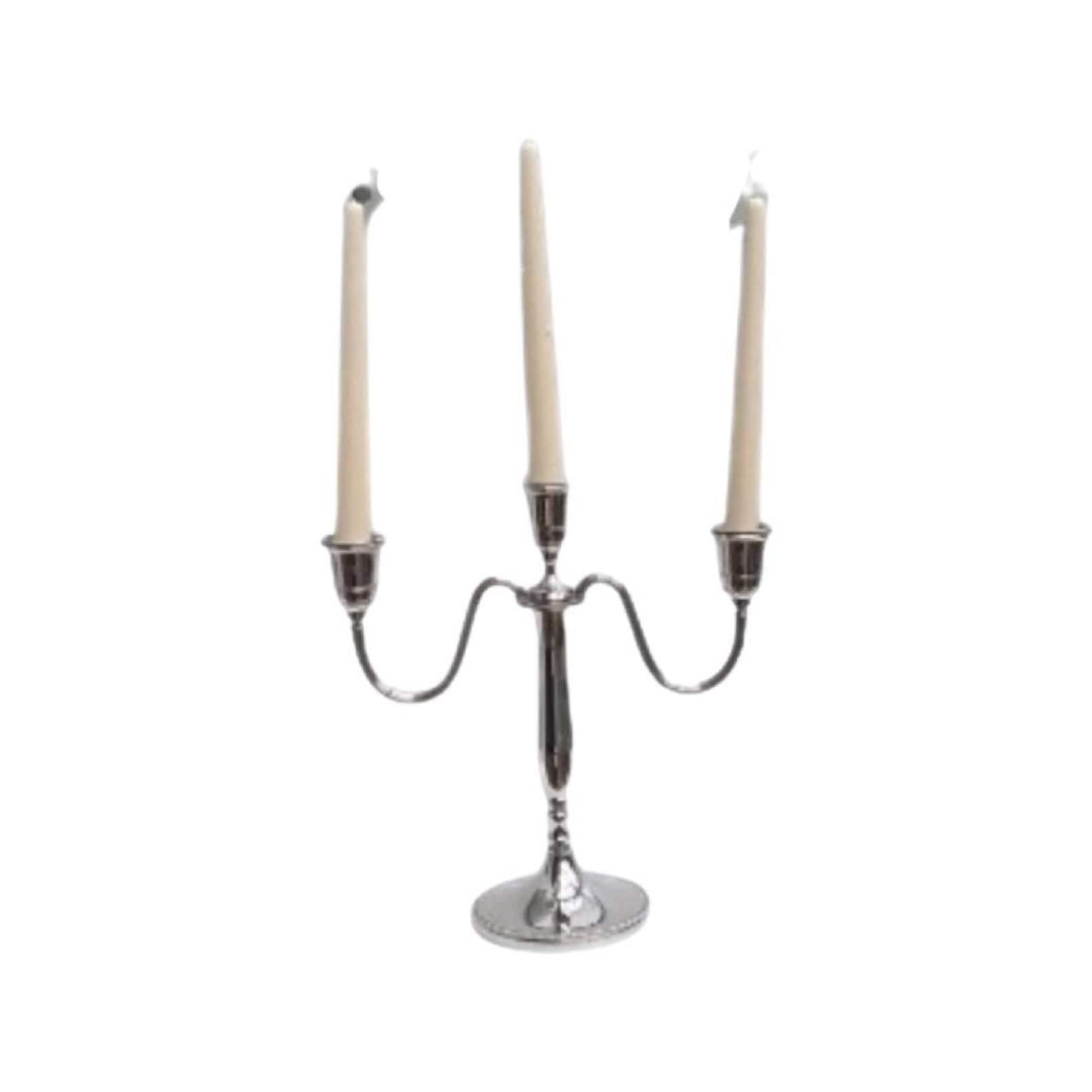 Candle Holder Heavy Silver Plated Candle Stand 3 Pointed Silver Plated Candlestick Christmas Table Decor Gift For Her Wedding Gift