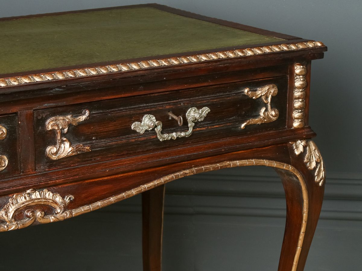 2450.0 French 19th Century Louis XV Gilt & Leather  Writing Table (Circa 1880) photo