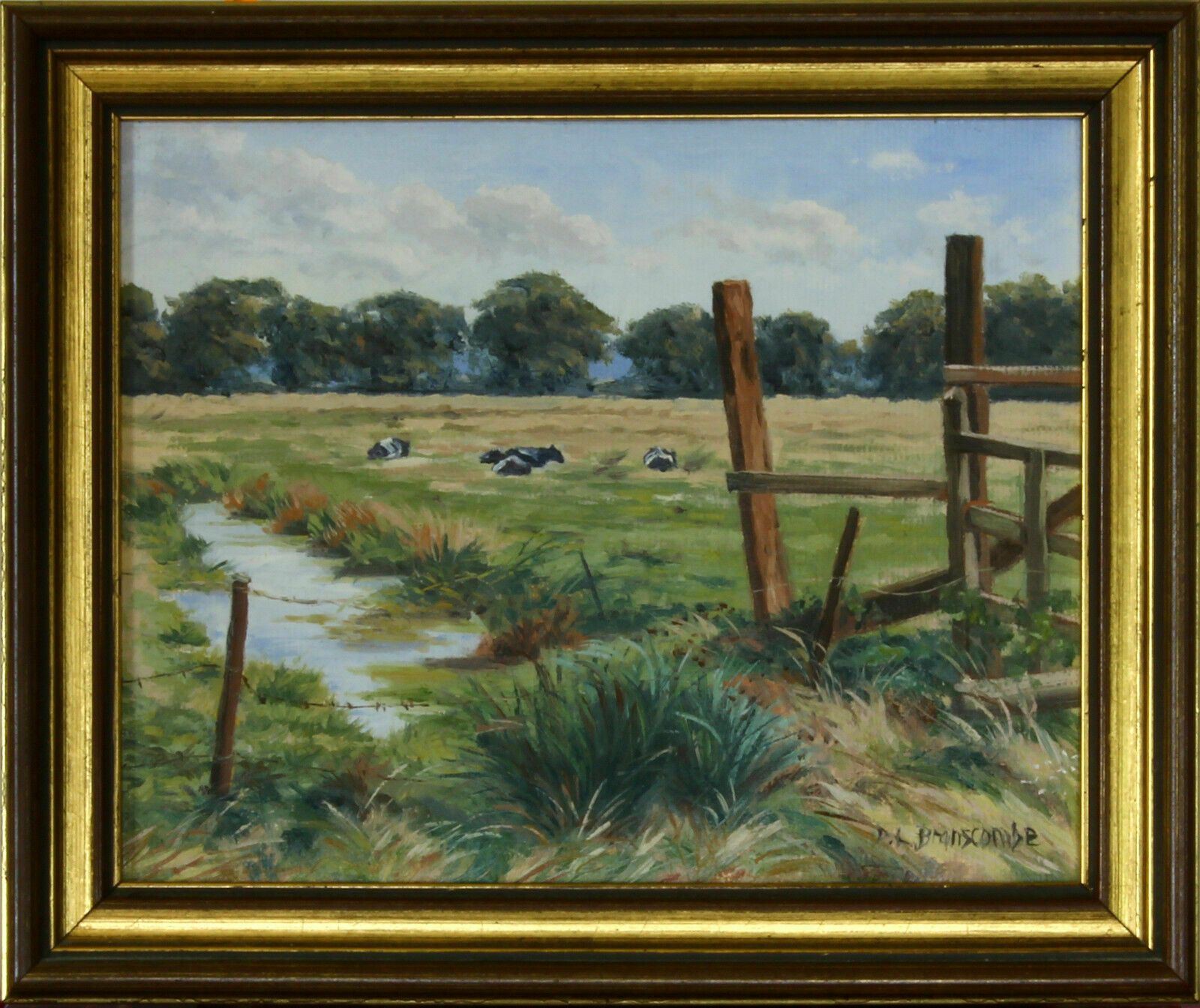Oil On Board By Dianne L. Branscombe. Cattle Lying Down In Field