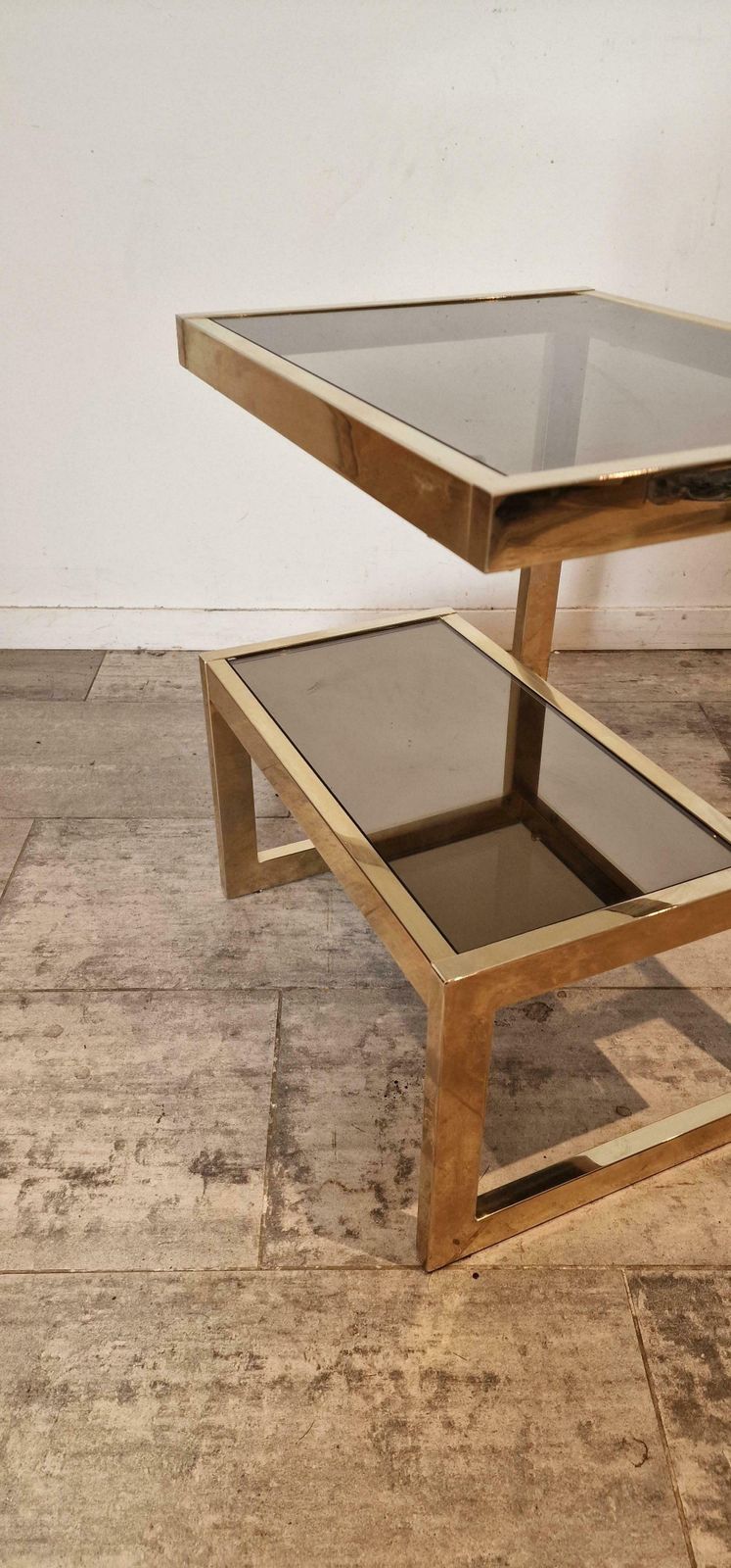 Gold Plated Belgochrom Side Table From Belgium, 1970s photo 666.0