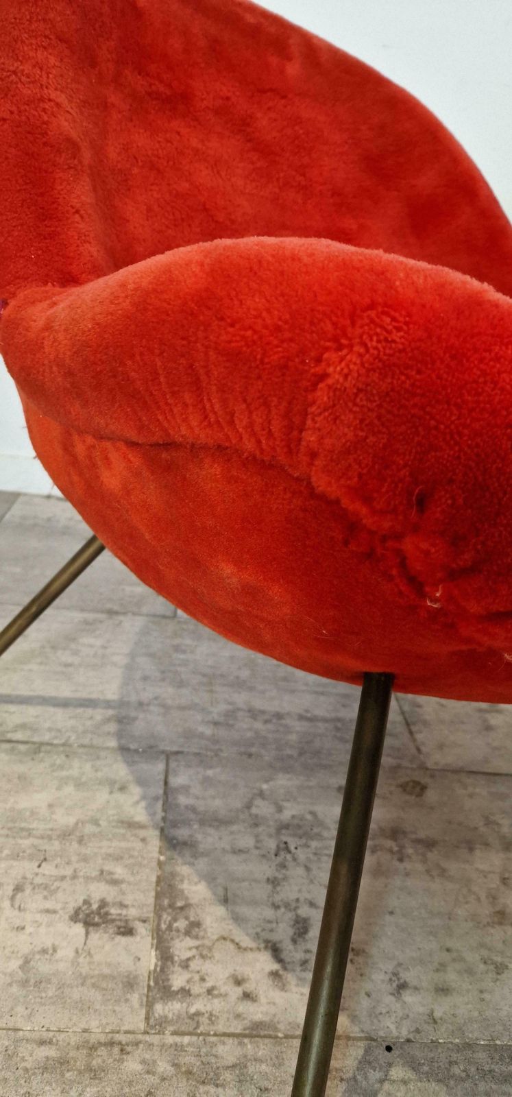 Fritz Neth Egg Chair In Original Red Fabric, To Be Reuphostered photo for sale