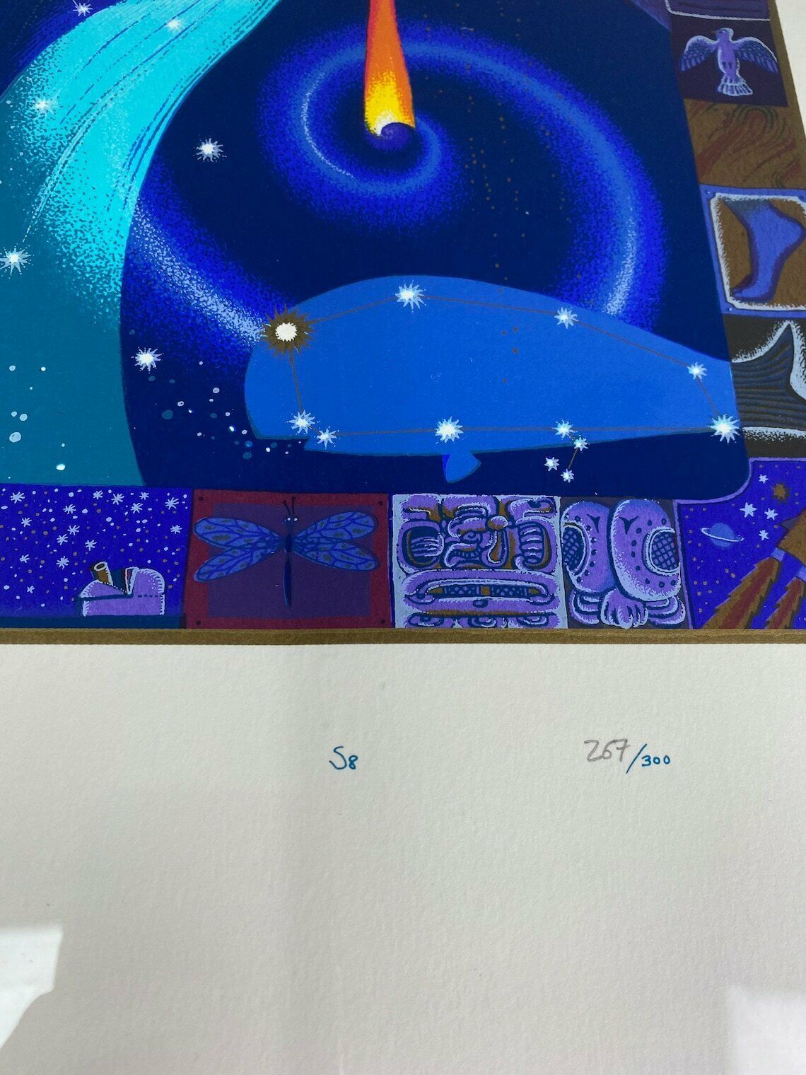 Framed, Signed, Stamped And Numbered Modern Art Print Aquarius Zodiac Sign Wall Art photo vinterior