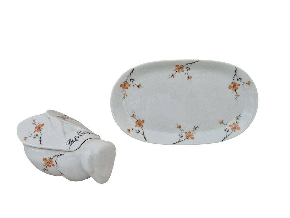 photo furniture French Porcelain Bee Jam Pot With Serving Platter Ceramic Flower Preserve And Jelly Jar Breakfast Set