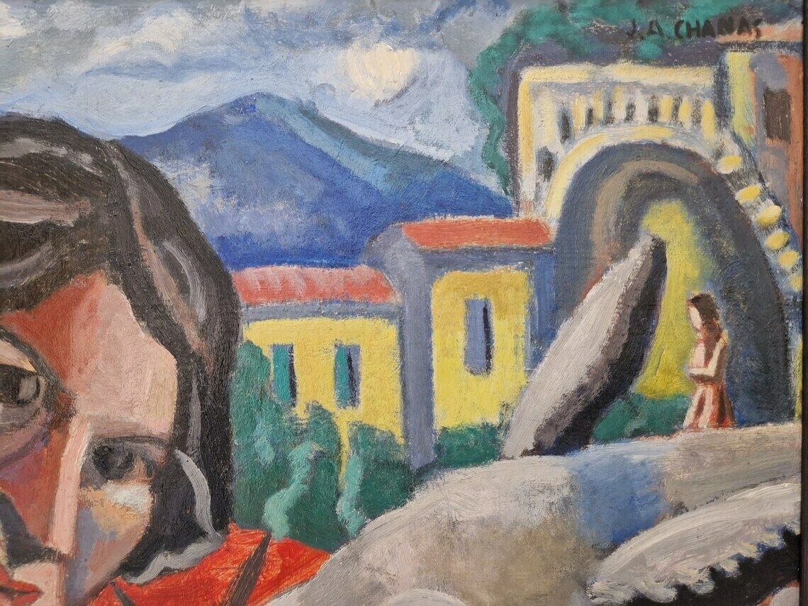 Woman And Donkey Oil Painting Cubist Style Wall Hanging Art French Original Signed Artwork photo Art