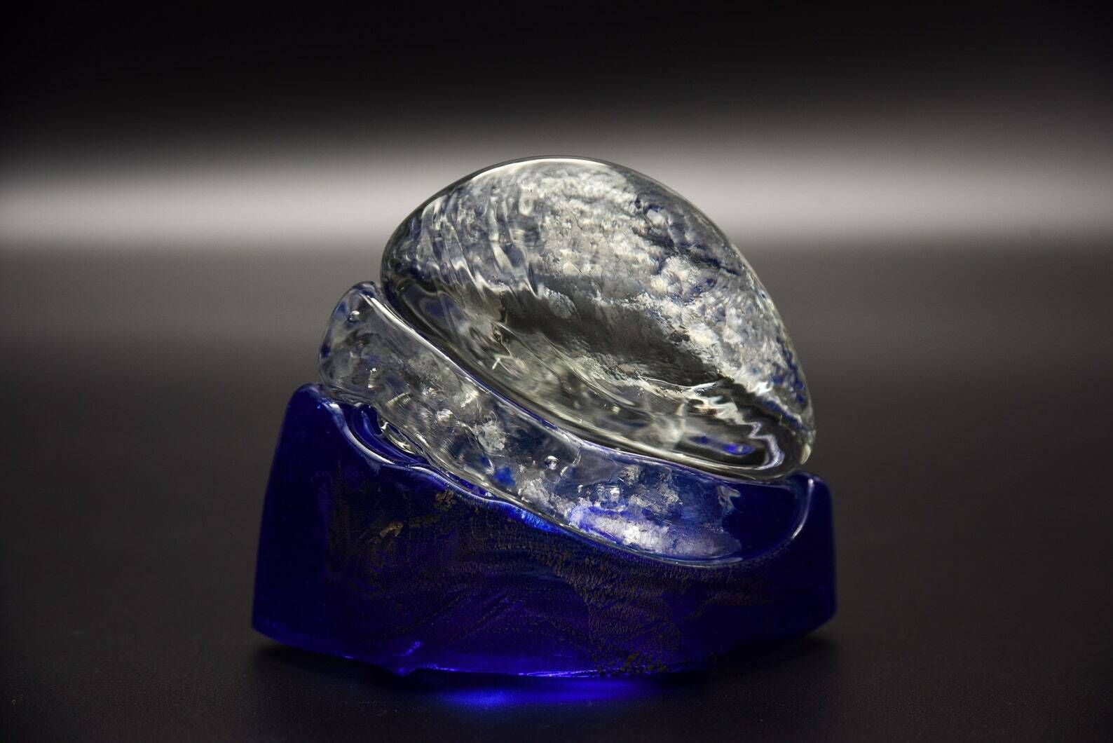 Blue And Clear Glass Sculpture By The Glass Studio Denby, Blue Glass Paperweight photo for sale