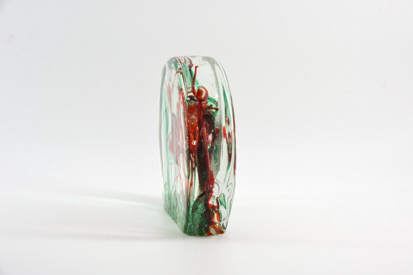 Murano Glass Aquarium With Silver Leaf, Large Glass Sculpture, Glass Aquarium Block With Rounded Sides Cedenese Style photo furniture