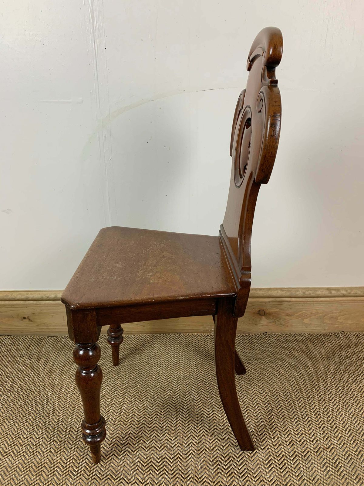 Timeless Elegance: Antique Mahogany Hall Chair photo for sale