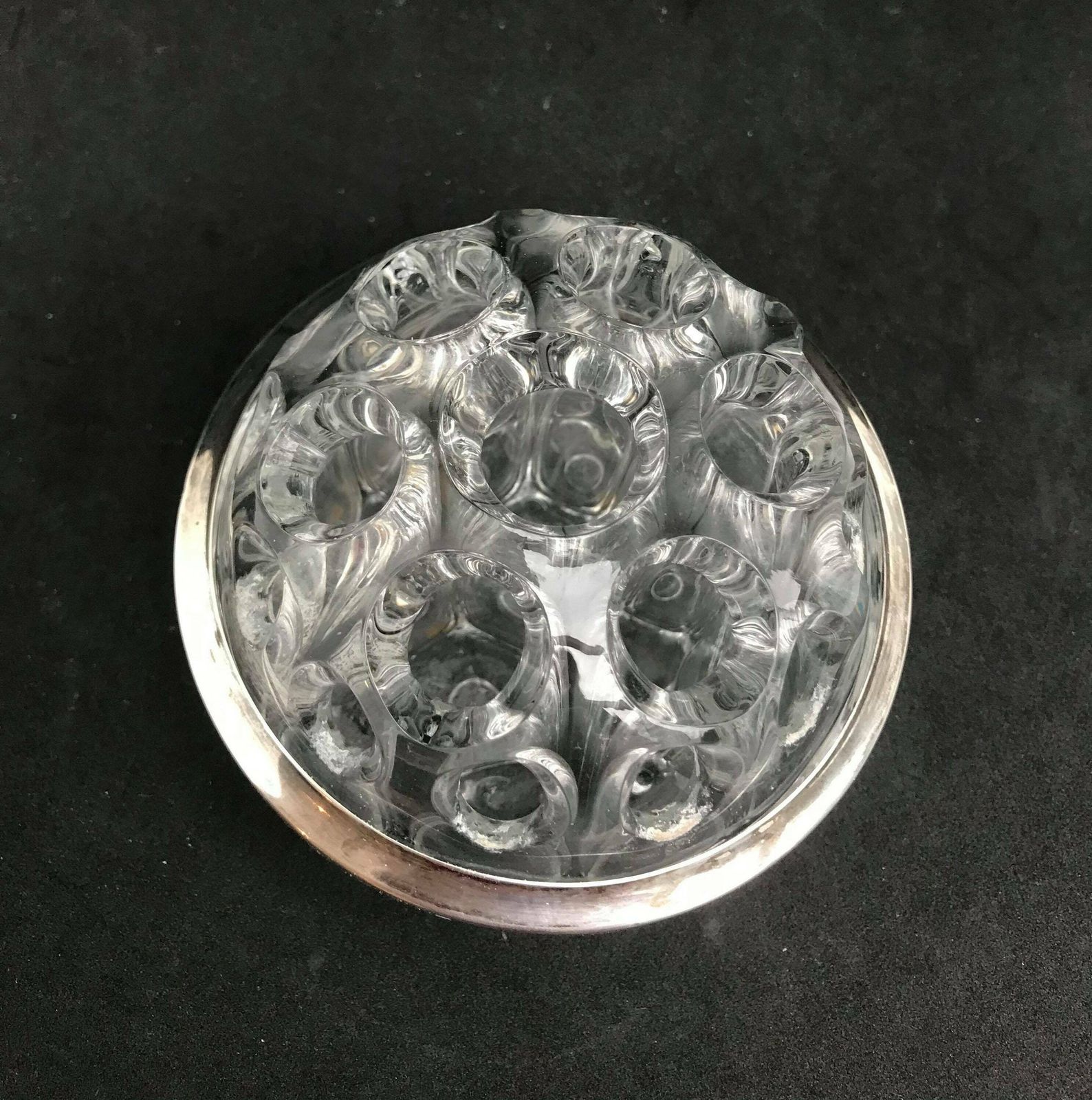 Silver 835 Flower Vase Frog Glass Vintage Glass Flower Frog,Vintage, Wedding Gift photo for sale
