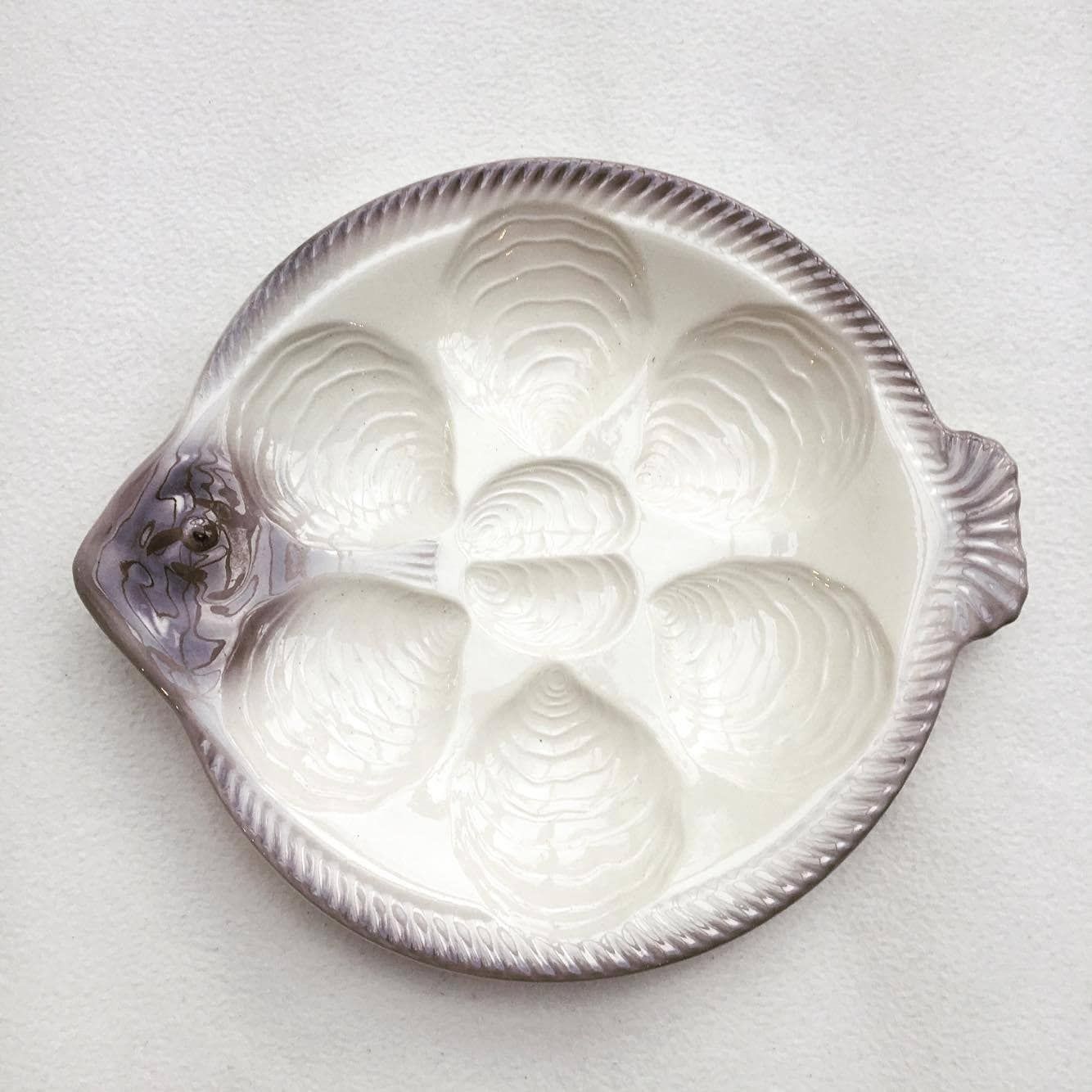 Vintage Oyster Plate, Fish Shaped Plate Vintage West Germany, Waechtersbach Pottery, Fish Plates, Grey Hand Painted, Seafood Beach 6 Oyster photo furniture