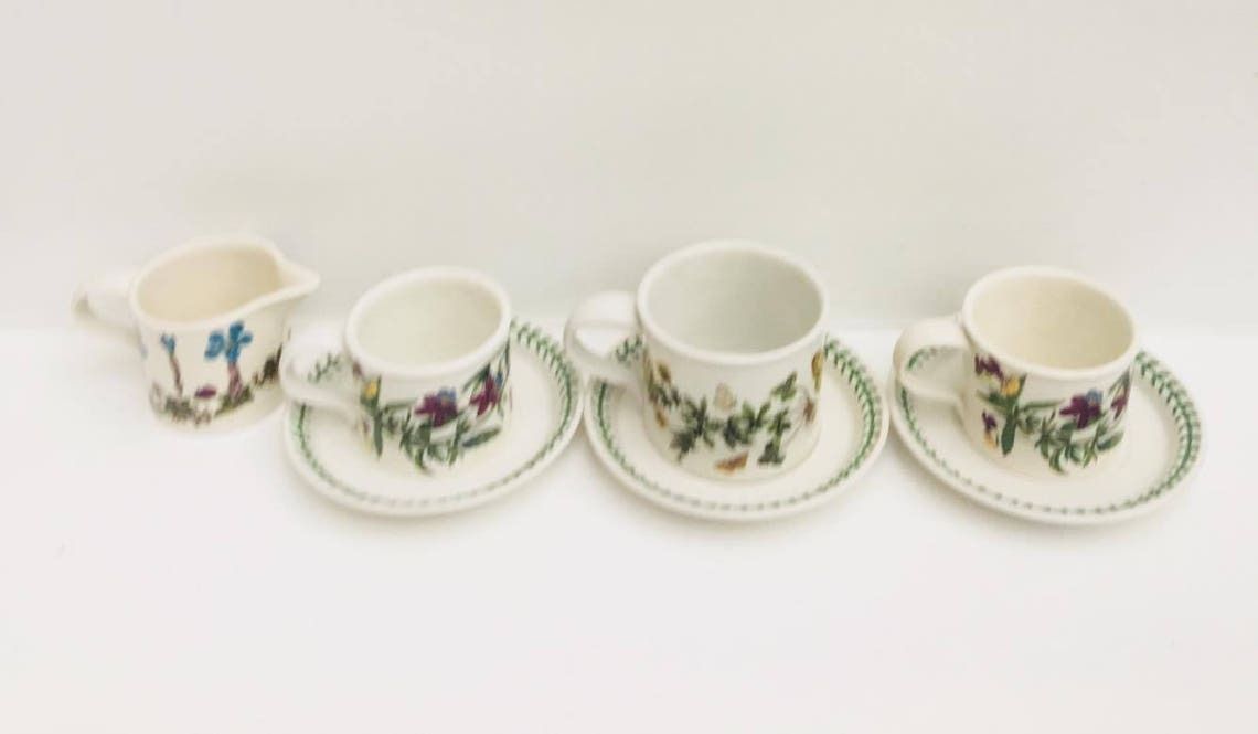 Portmeirion Botanic Garden, Coffe Cup Tea Cups Set, English China Botanic Garden Breakfast Cup And Saucer Set, Tea Cups And Saucers photo for sale