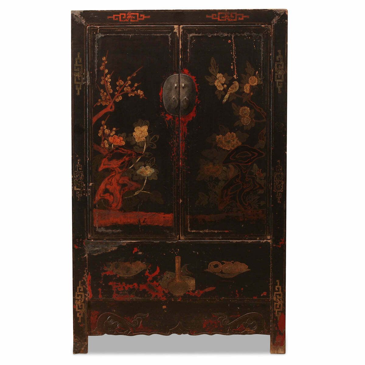 Black Lacquer Floral Wedding Cabinet photo furniture