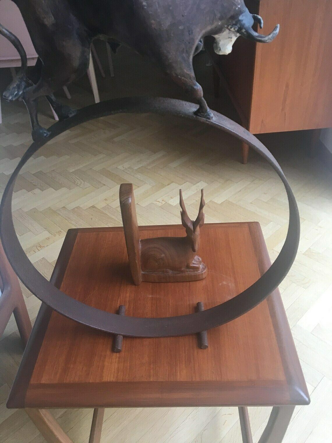 Wooden Deer Bookend Hand Carved Antelope Wood Bookend Solid Walnut Large Figurine Mid Century Book Holder Office Decor Gift For Him Desk photo Home Decor