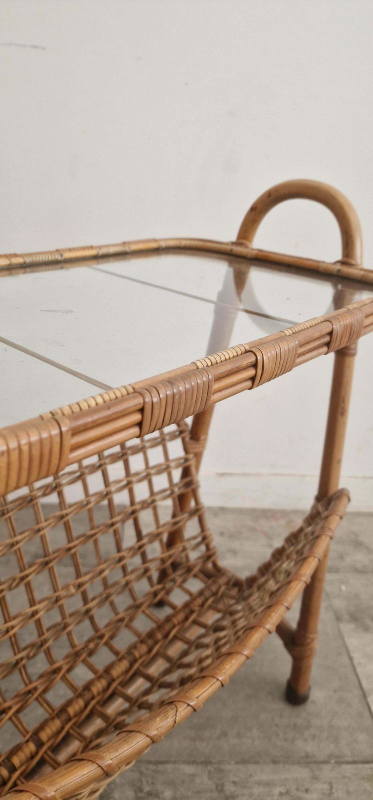 Rattan Magazine Rack, Bamboo, France 1975 photo for sale