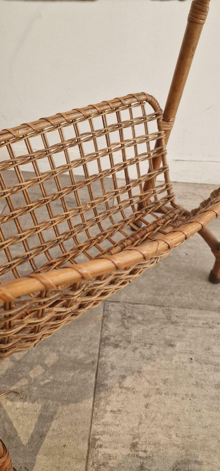 Rattan Magazine Rack, Bamboo, France 1975 photo Home Decor