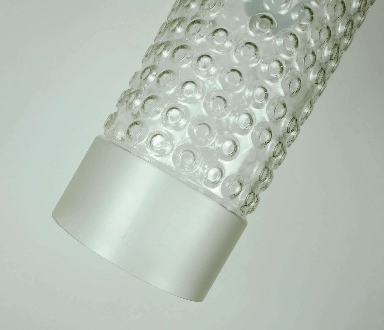 1 Of 2 Huge Cylindrical Staff Lamps Pendant Light Bubble Glass Etched Glass Design Rolf Krueger 1967 photo Lighting
