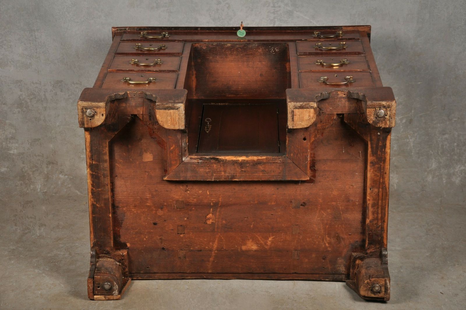 Furniture Small Mid 18th Century Mahogany Kneehole Desk photo
