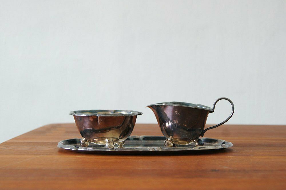 Milk And Sugar Set On Tray From Wmf 1953 Set Of 3