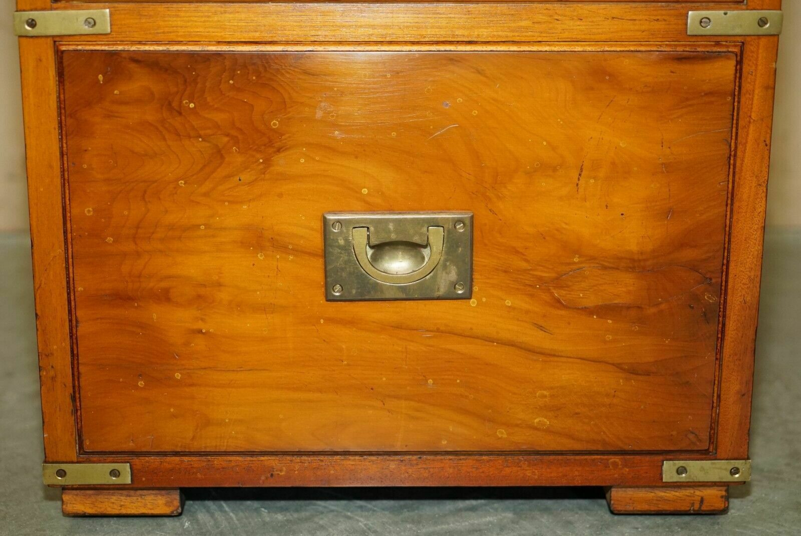 Burr Yew & Elm Wood Military Campaign Drinks Cabinet Hidden Inside A Side Table photo 950.0