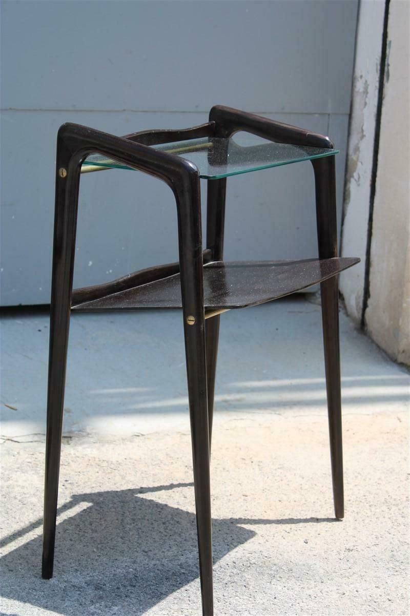 Small Bedside Tables Or Shelves In Mahogany Ico Parisi For Debaggis 1950s Brass photo vintage