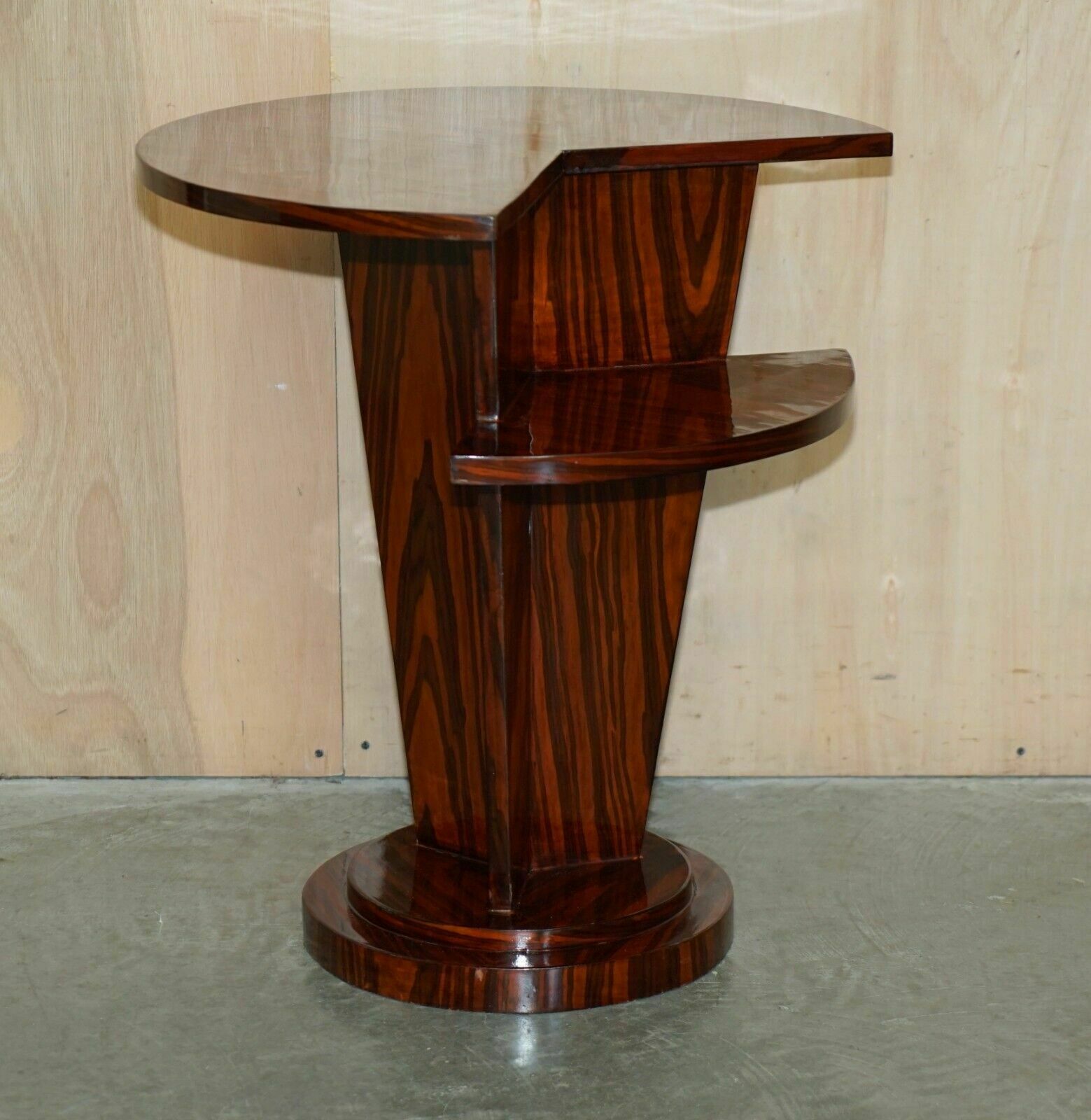 Pair Of Lovely Vintage Art Deco Style Two Tier Macassar Wood Side End Tables photo for sale