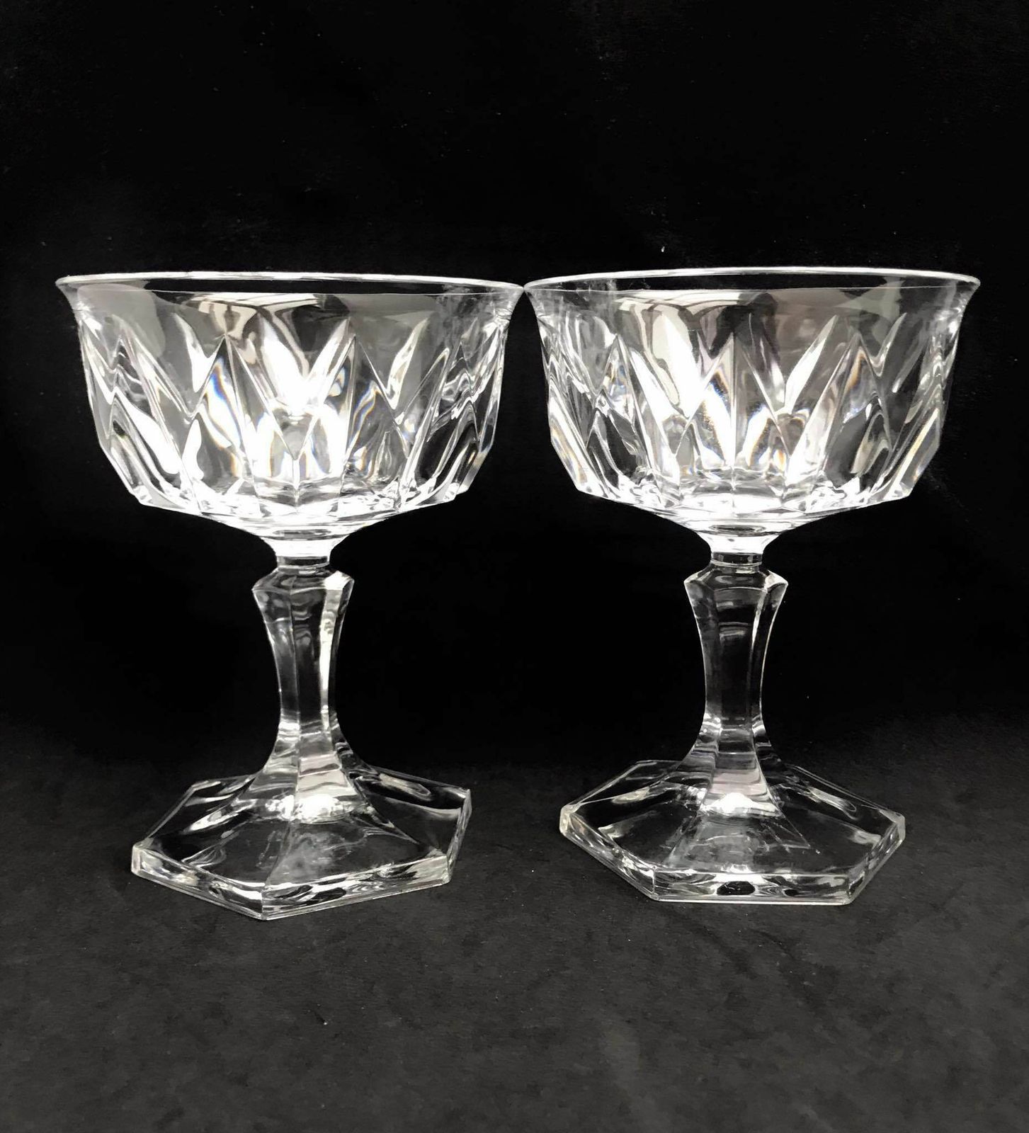 photo for sale Champagne Glasses Set 2 Molded Glass Cups Cocktail Liquor Sherbet Dessert Wedding Toast Gift Couple