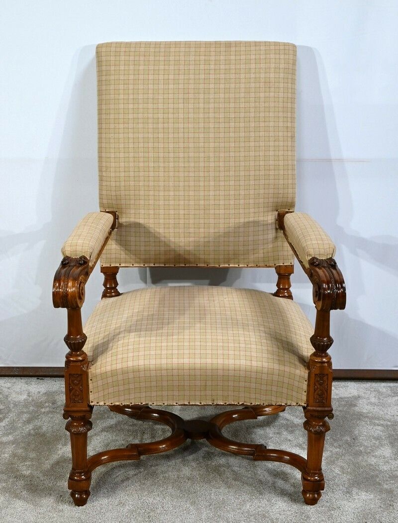 Important Walnut Armchair, Louis XIV Style   Mid 19th Century photo furniture
