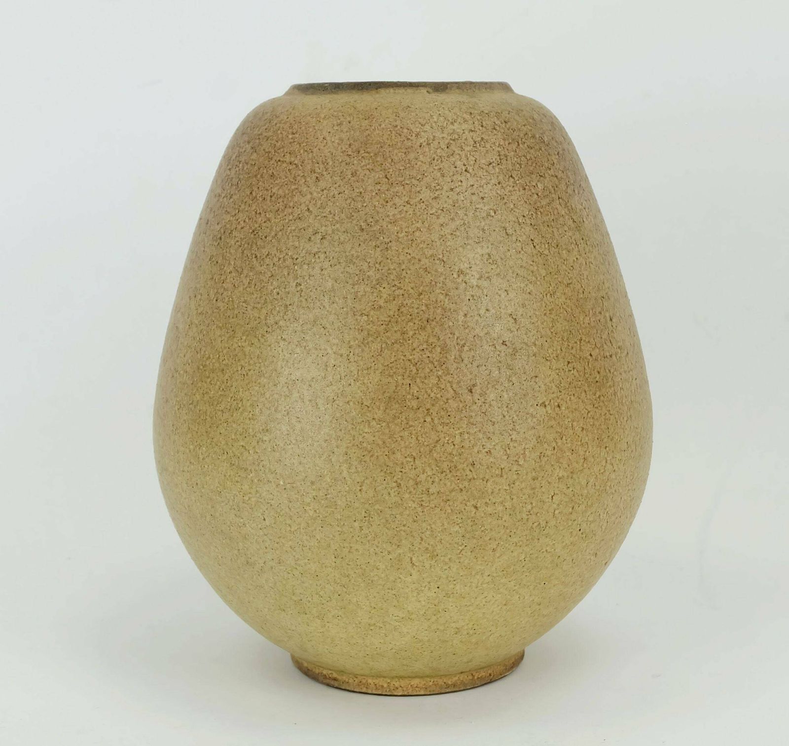 German Studio Pottery Vase Rolf Weber 60s/70s Rough Glaze Yellow Brown Ochre photo 104.0385
