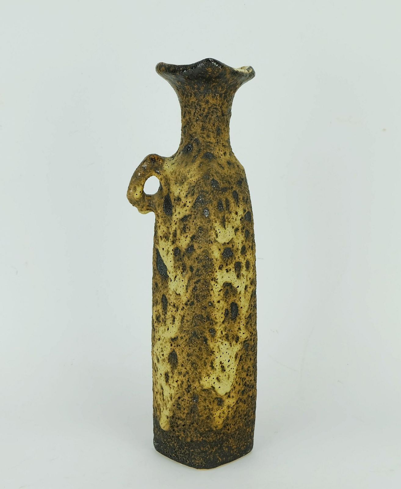 Fat Lava Vase Marius Van Woerden Vest Pottery Netherlands Brown And Beige Fat Lava Glaze photo 104.0385