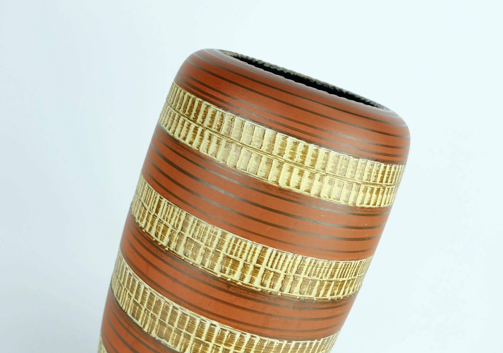 West German Mid Century Vase Duemler & Breiden Model 166 30 Relief And Stripe Decor 1950s 1960s Wgp photo Home Decor