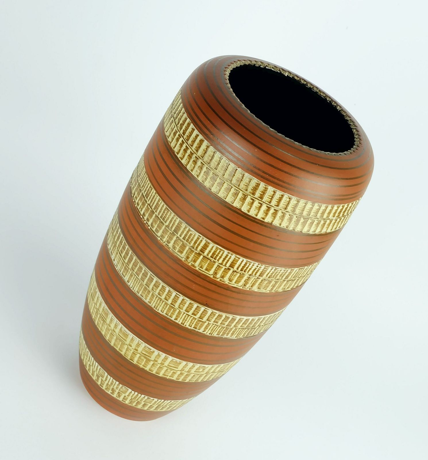West German Mid Century Vase Duemler & Breiden Model 166 30 Relief And Stripe Decor 1950s 1960s Wgp photo buy