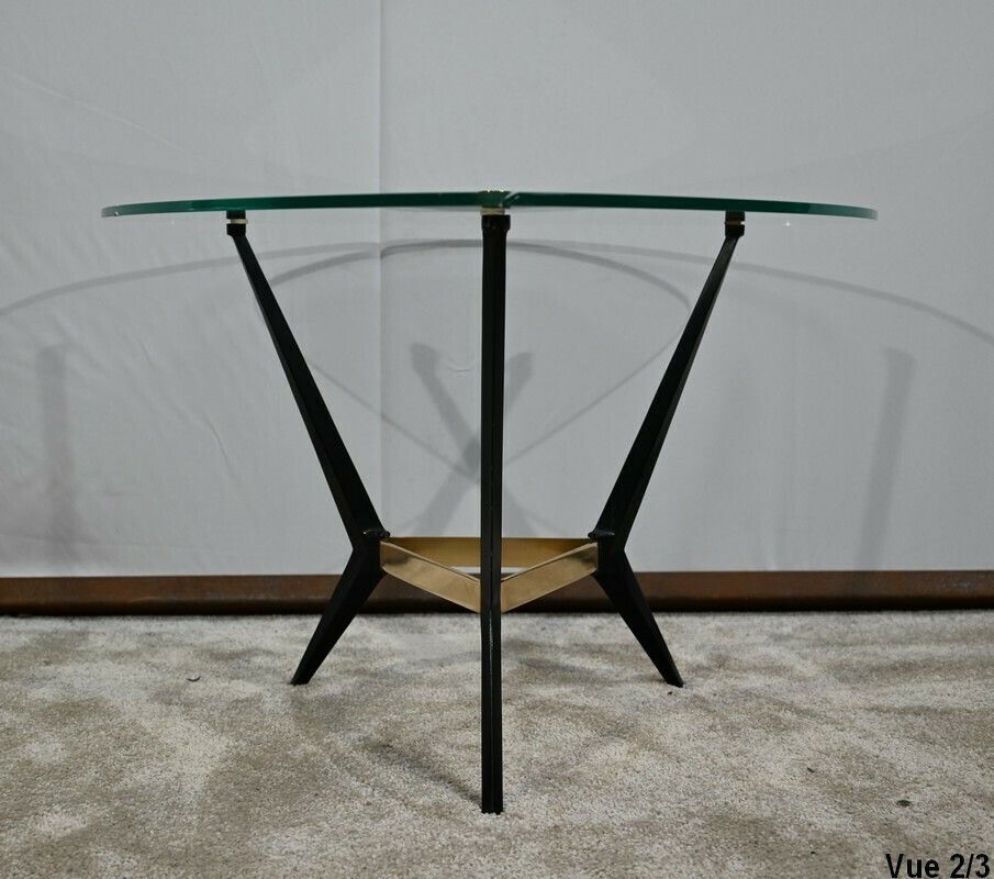 999.1 Small Glass And Metal Coffee Table – 1980s photo