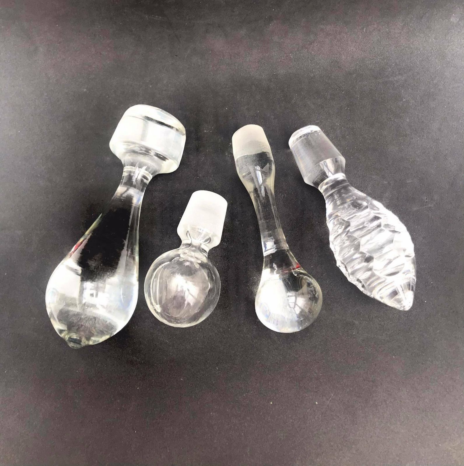 Carafe Stopper Crystal Vintage Decanter Cap Bar Decor Weight Glass Stopper Set Of 4 Crystal Glass, Bottle Carafe Caps Collection Gift Bar photo vintage
