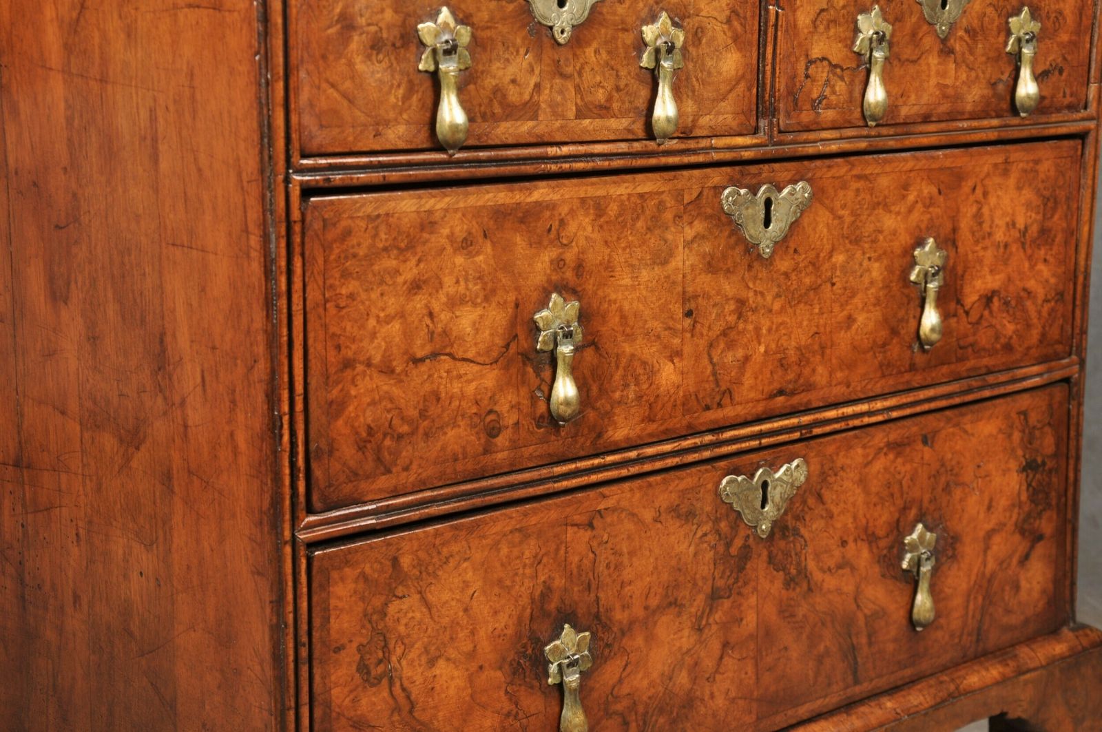 photo for sale Small Early 18th Century Burr Walnut Bureau