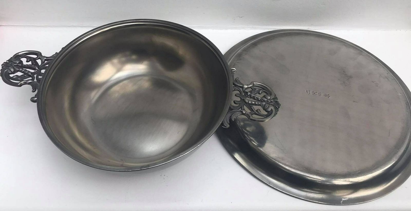 photo for sale Vegetables Lidded Serving Plate Pewter Soup Tureen Rustic Table Kitchen Decor French Metal With Lid Table Service, French Table Decoration