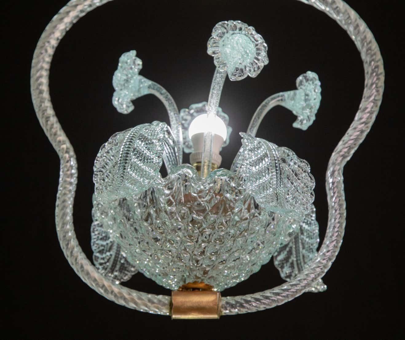 Extraordinary Rare Blue Barovier E Toso Light With Flowers, 1940s photo Lighting