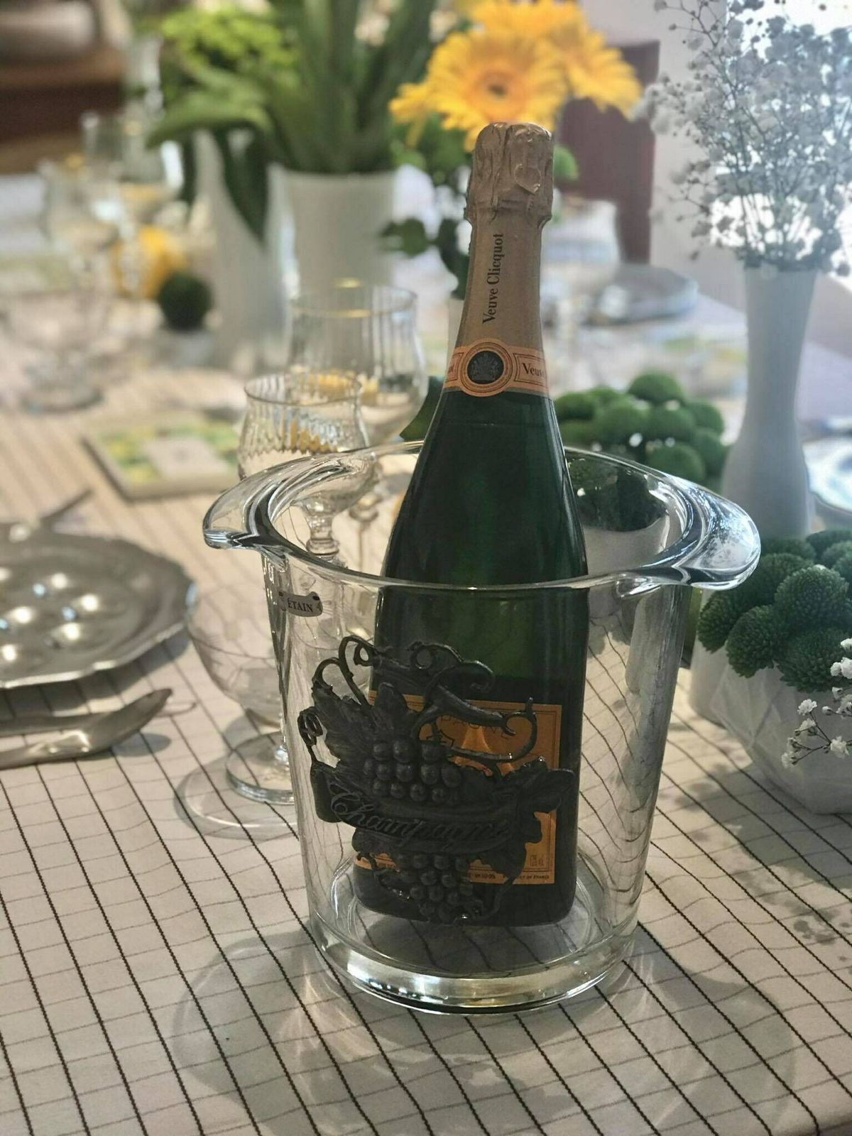 Champagne Emmer Van Zwaar Glas Met Tinnen Accessoires – Decoratief Verzamelobject, Ijsemmer, Cadeau Voor Koppels, Bruiloft, Kerst, Bruidsmeisje, Bardecor photo Woonaccessoires