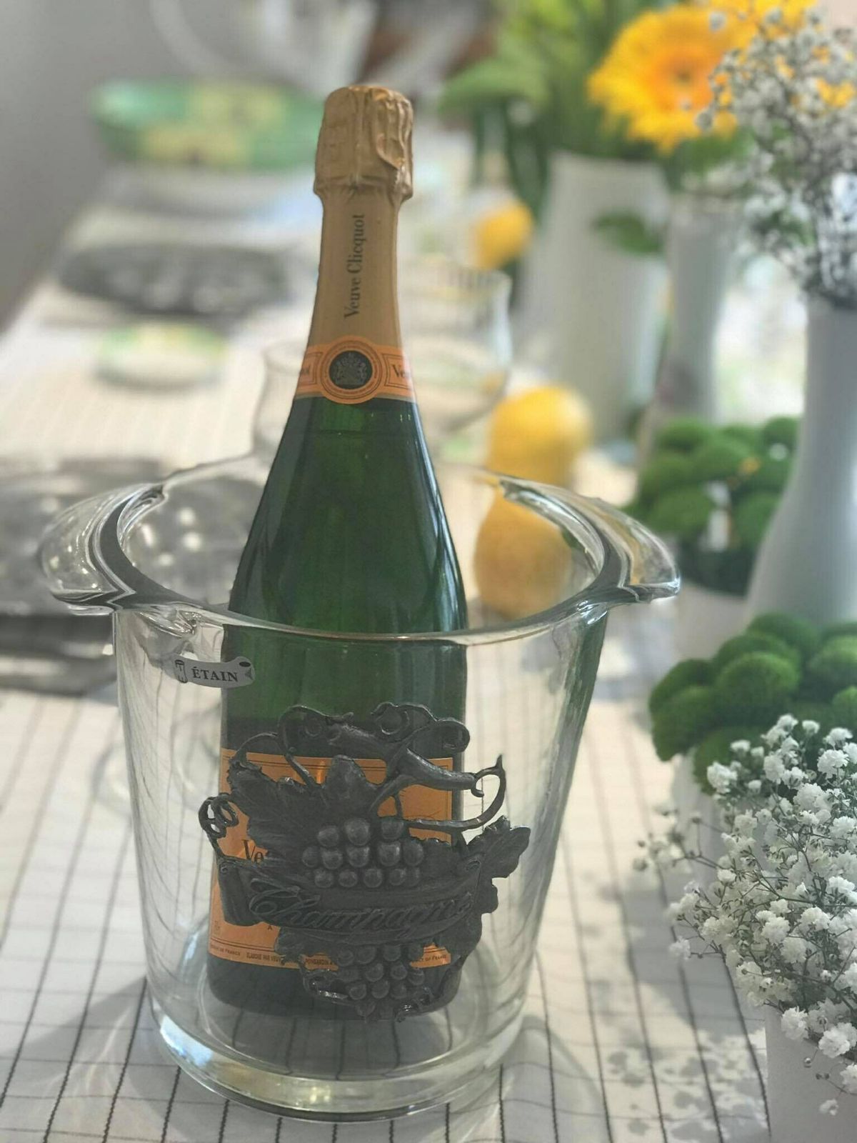 Champagne Bucket Glass Pewter Accessories Display Collector Ice Bucket Couple Wedding Christmas Bridal Bridesmaid Gift Bar Decor photo buy