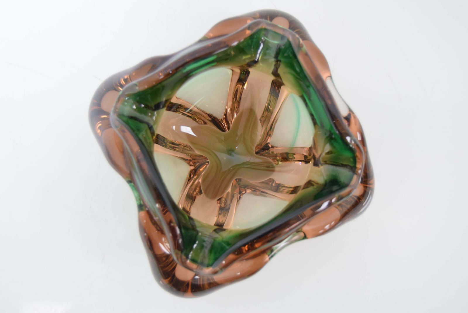Midcentury Ashtray From Metallurgical Glass, By Glasswork Novy Bor, 1960s photo buy