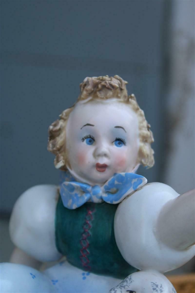 Home Decor Tarcisio Tosin Italian Ceramic Box 1930s With Little Girl And Goat photo