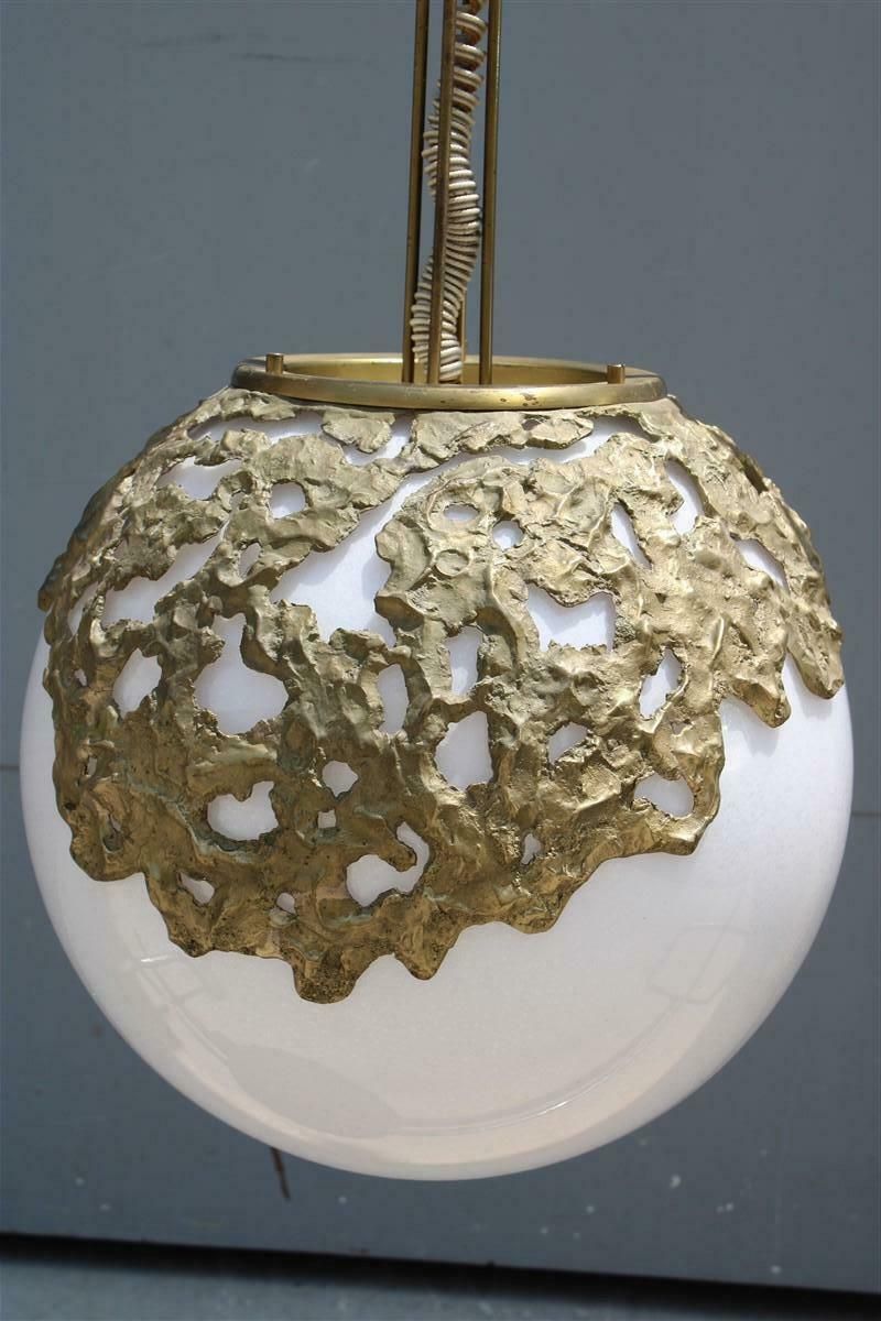 Chandelier Minimalist Brass Structure Esperia Angelo Brotto Pulegoso Murano £3,989.70 photo for sale
