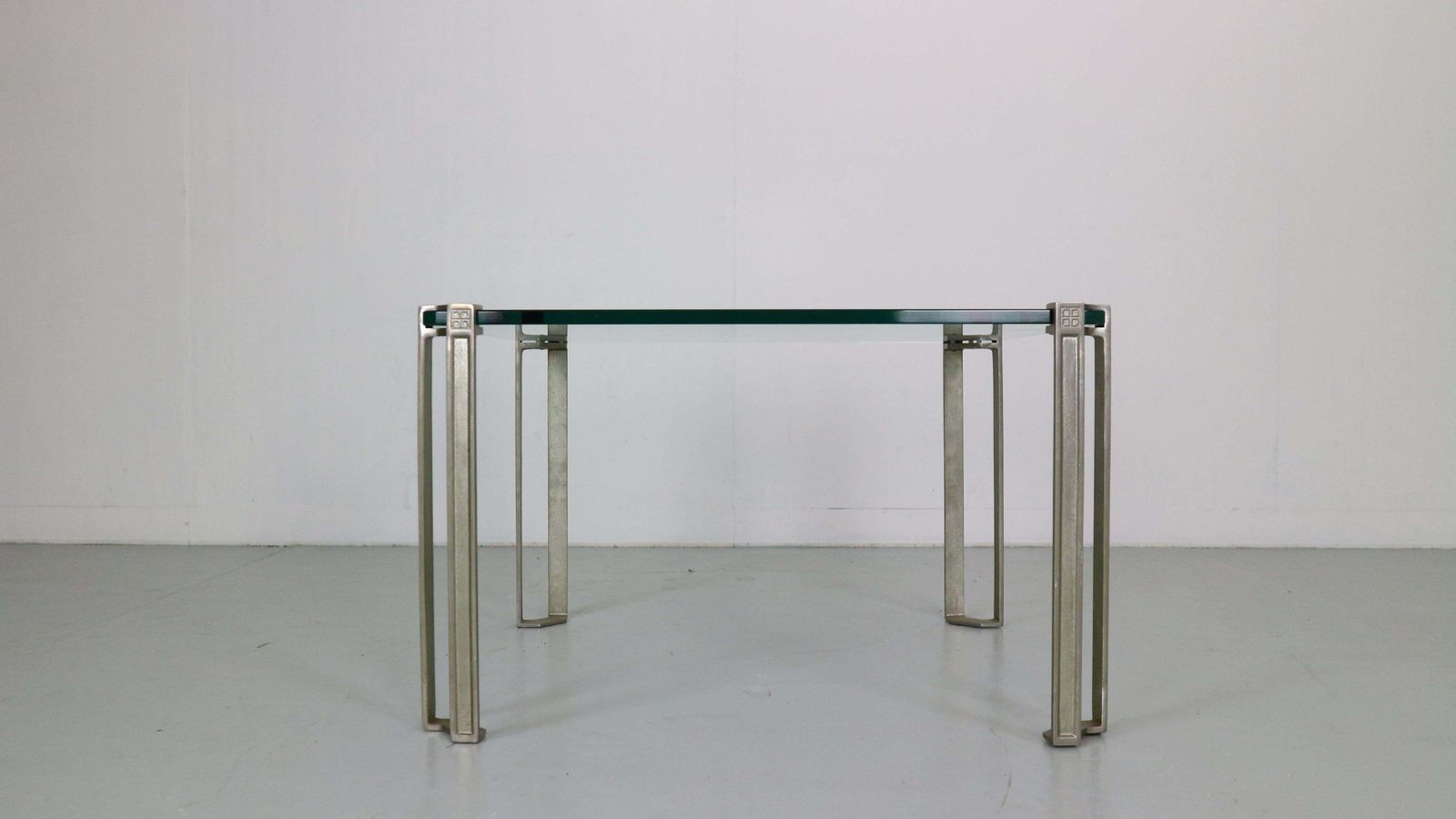 photo furniture Peter Ghyczy For Ghyzcy Square Glass Coffee Table 1970''S Hollywood Regency
