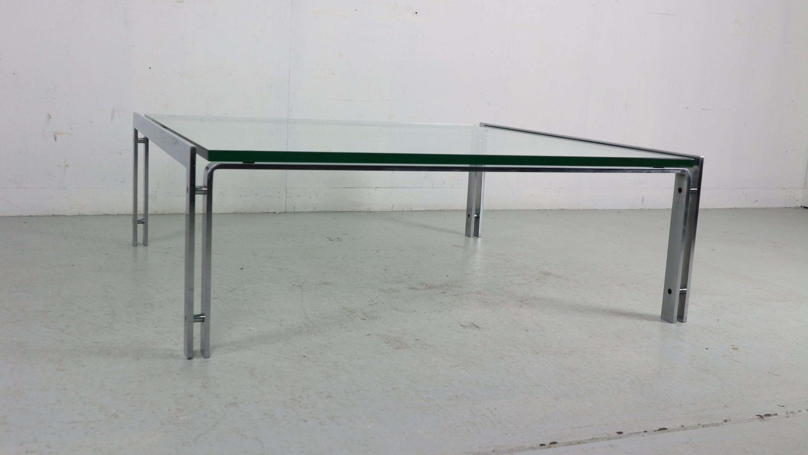 Dutch Metaform Large Steel And Glass Coffee Table By Hank Kwint 1970 photo for sale