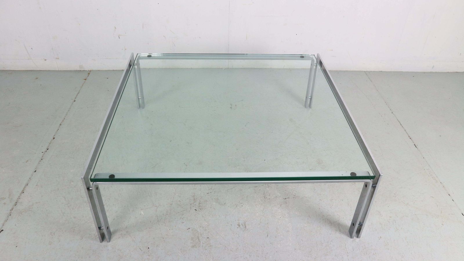 Dutch Metaform Large Steel And Glass Coffee Table By Hank Kwint 1970 photo Furniture