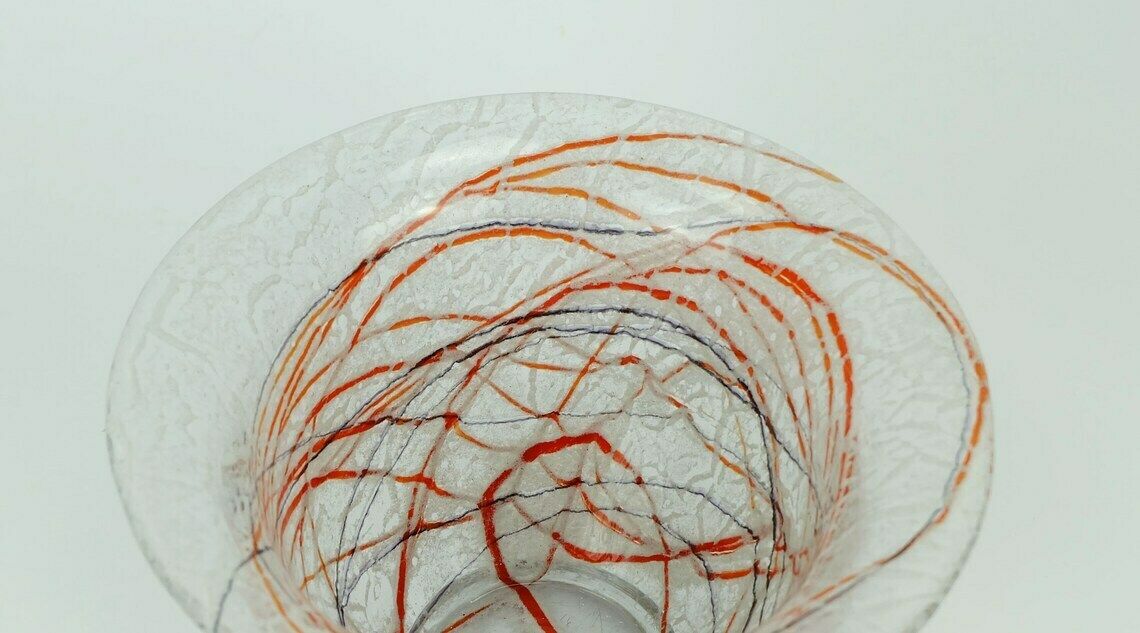 Loetz Klostermühle Art Deco Glass Vase Or Bowl 1930s Orange Red Purple White photo for sale