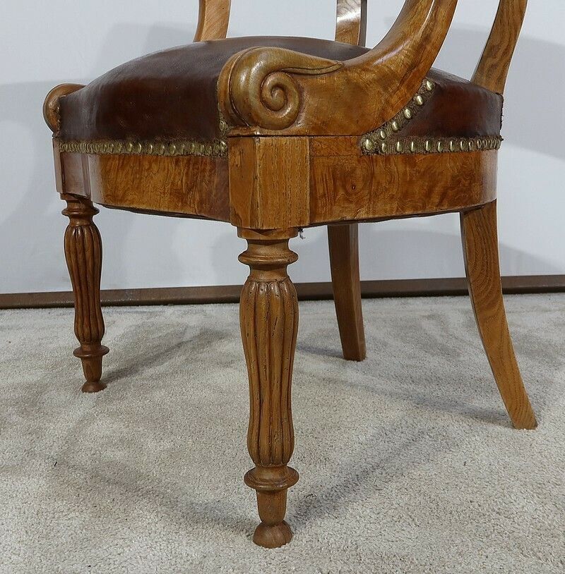 photo vinterior Office Armchair In Ash, Louis Philippe, 2nd Half Of The 19th Century
