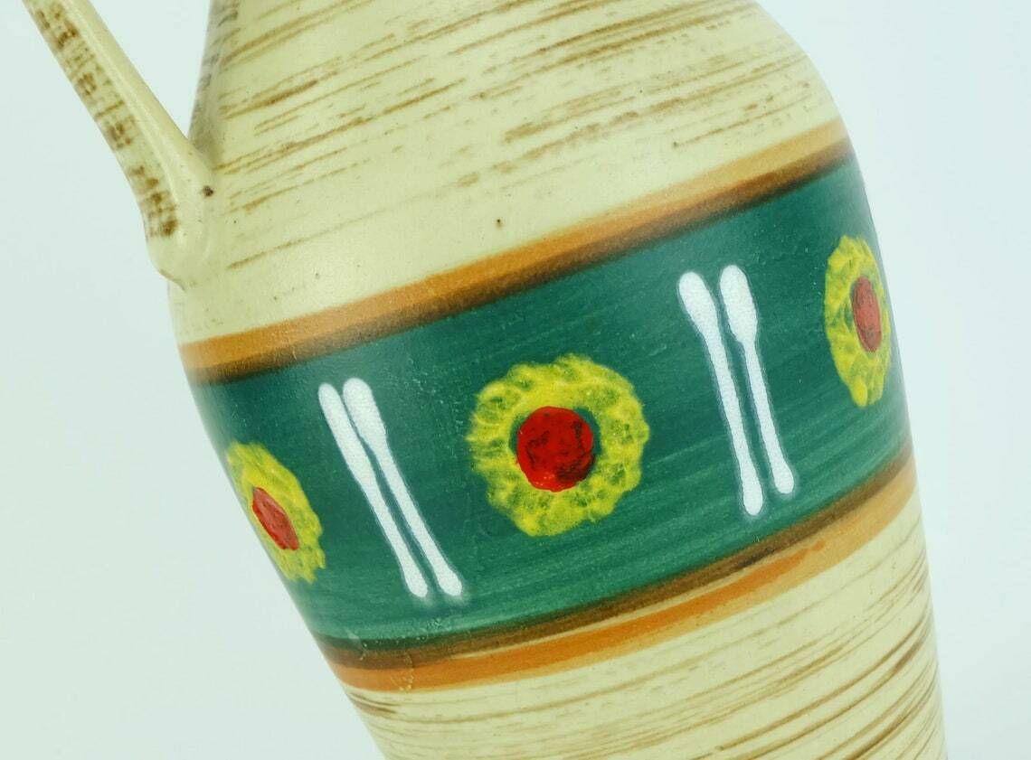 Jasba Mid Century Vase 1950s Abstract Pattern And Stripes Model 233/30 photo vinterior
