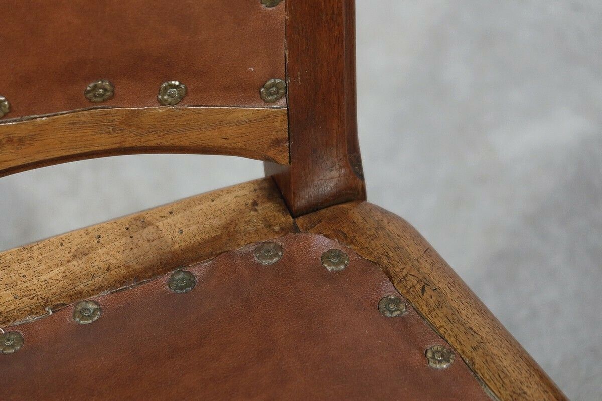 Furniture Pair Of Walnut Chairs, School Of Nancy, Art Nouveau, 1900 photo