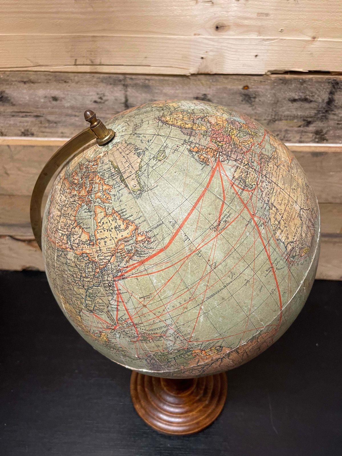 German Antique Table Globe By Paul Räth & DR A Krause, Leipzig 1920s photo vinterior
