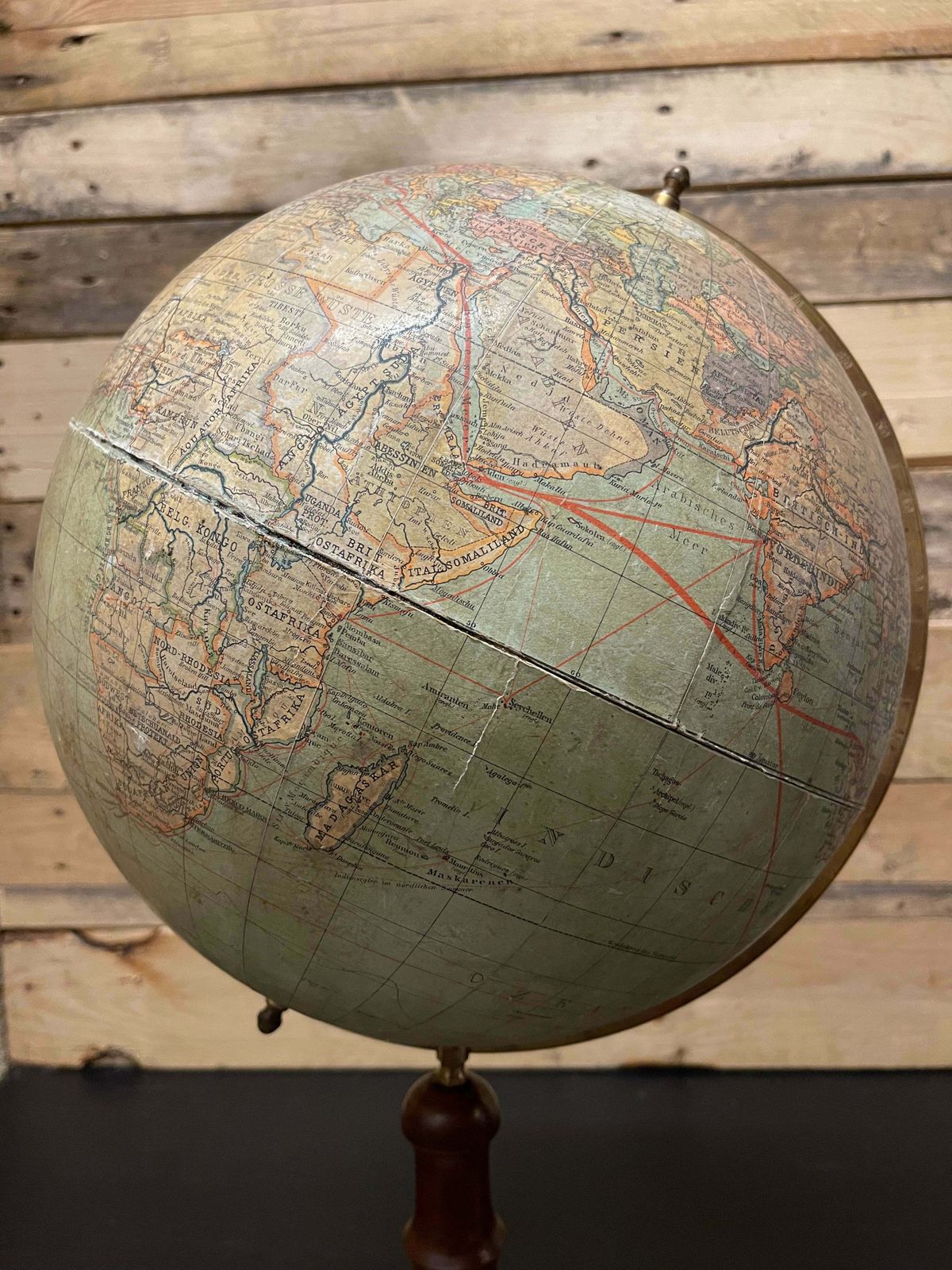 German Antique Table Globe By Paul Räth & DR A Krause, Leipzig 1920s photo vintage